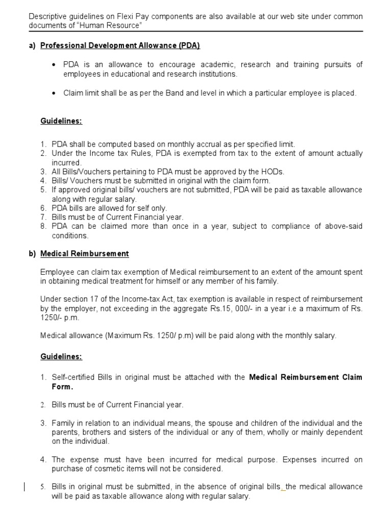 Flexi Pay Components and Guidelines | PDF | Expense | Tax Exemption