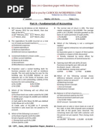 CA CPT June 2013 Question Paper With Answer Keys: Part A - Fundamentals of Accounting