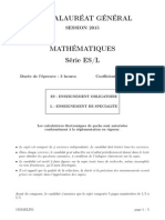 Bac 2015 : sujet Mathematiques ES tronc commun / L Specialite 