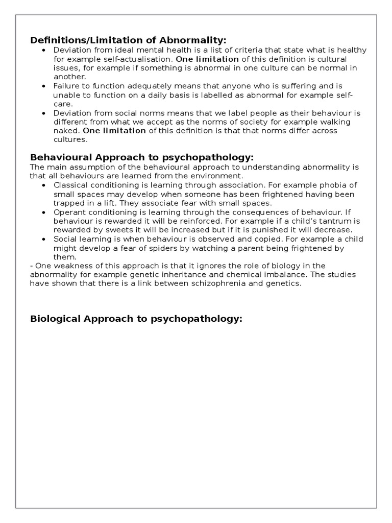 Understanding Abnormality: Key Definitions | PDF | Self-Improvement ...