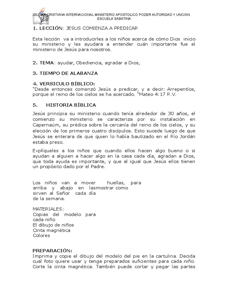 Jesus Comienza A Predicar | Descargar gratis PDF | Ministerio de jesus ...