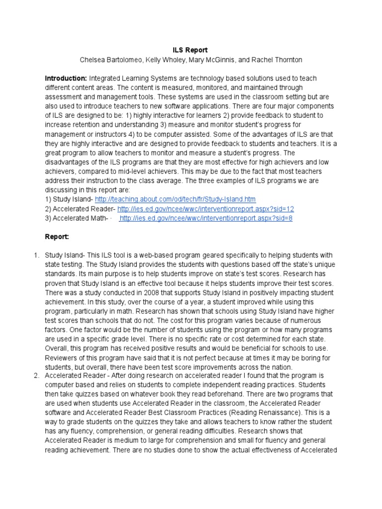 Ilsreport | PDF | Learning | Teaching