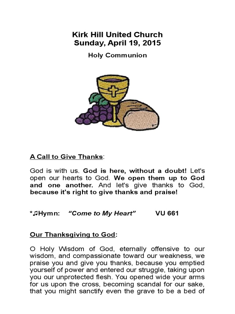Holy Communion Service at Kirk Hill | PDF | Eucharist | Ancient ...
