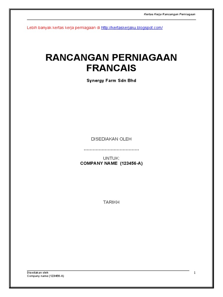 Contoh Rancangan Perniagaan
