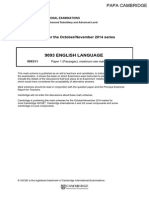 MARK SCHEME For The October/November 2014 Series: 9093/11 Paper 1 (Passages), Maximum Raw Mark 50