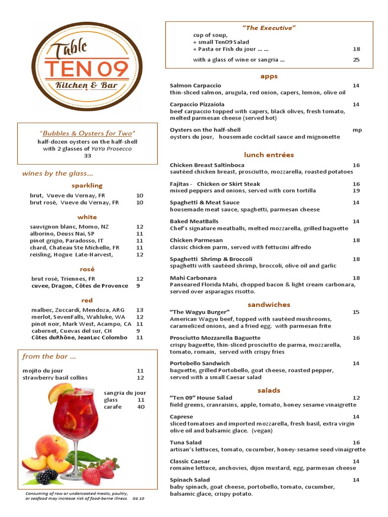Ten 09 Lunchmenu 0410 Final PDF | PDF | Salad | Foods