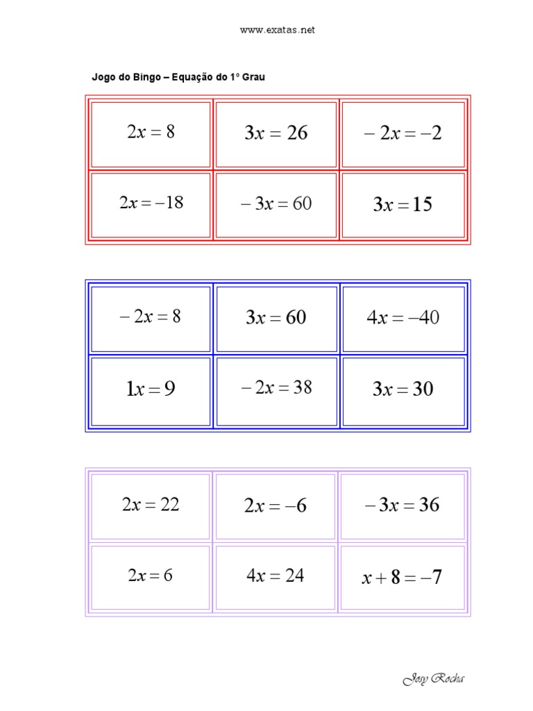 Jogo de Matematica de Equações