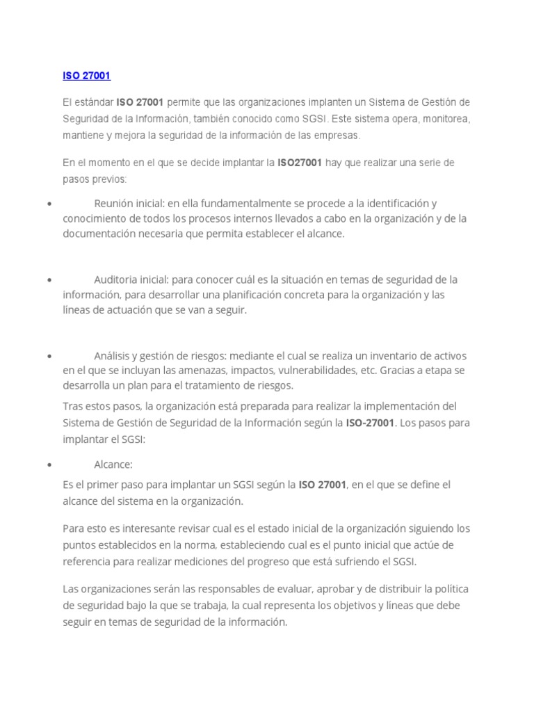 Implementación de ISO 27001 en SGSI | PDF | Hipótesis | Seguridad de ...