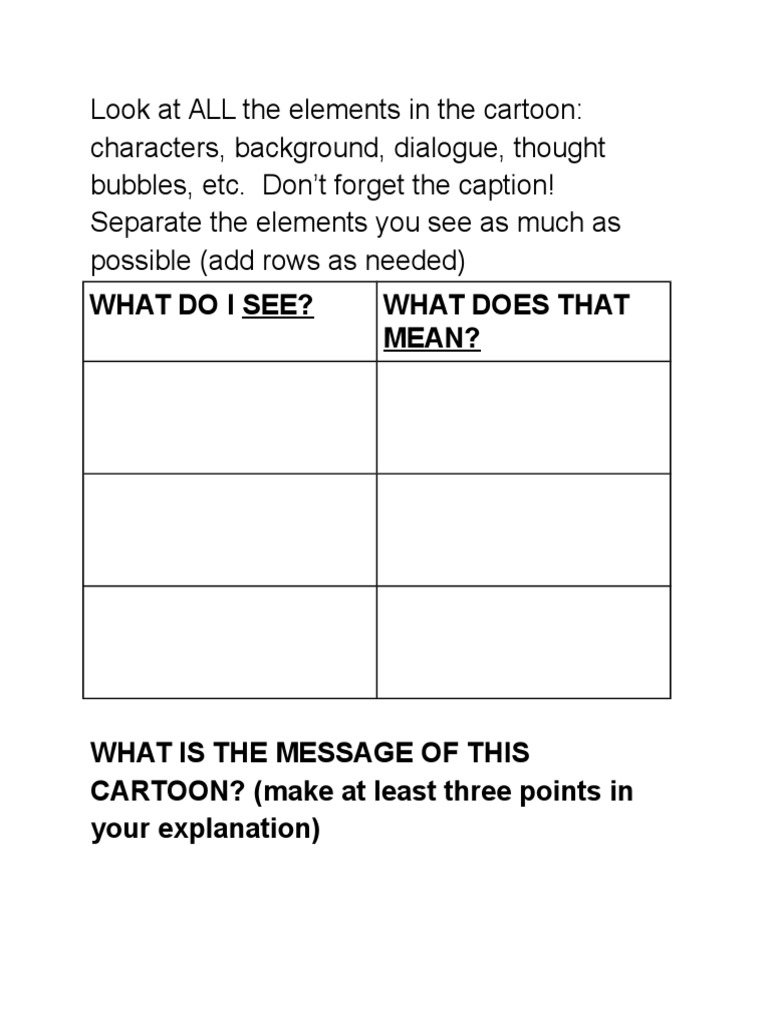 Analyzing Cartoon Elements and Messages | PDF