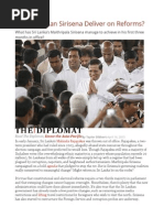 Sri Lanka Can Sirisena Deliver On Reforms