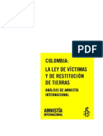 Amnistia Colombia-Ley Victimas y Restitucion Tierras-Analisis AI