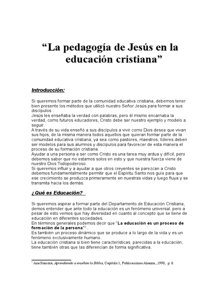 Pedagogía de Jesús en Educación Cristiana | PDF | Jesús | Cristo (título)