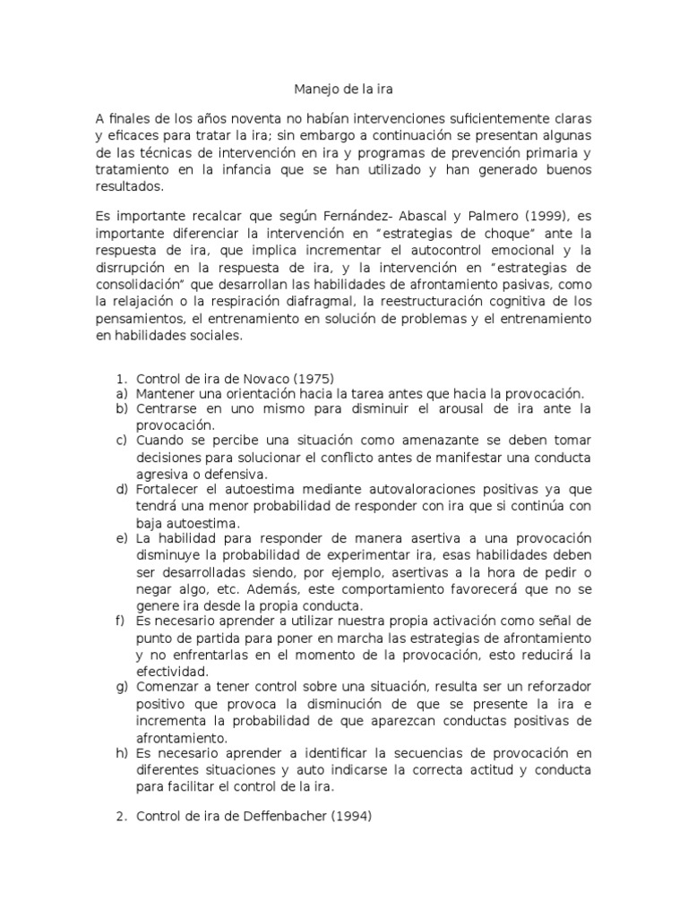 Manejo de La Ira | PDF | Ira | Las emociones