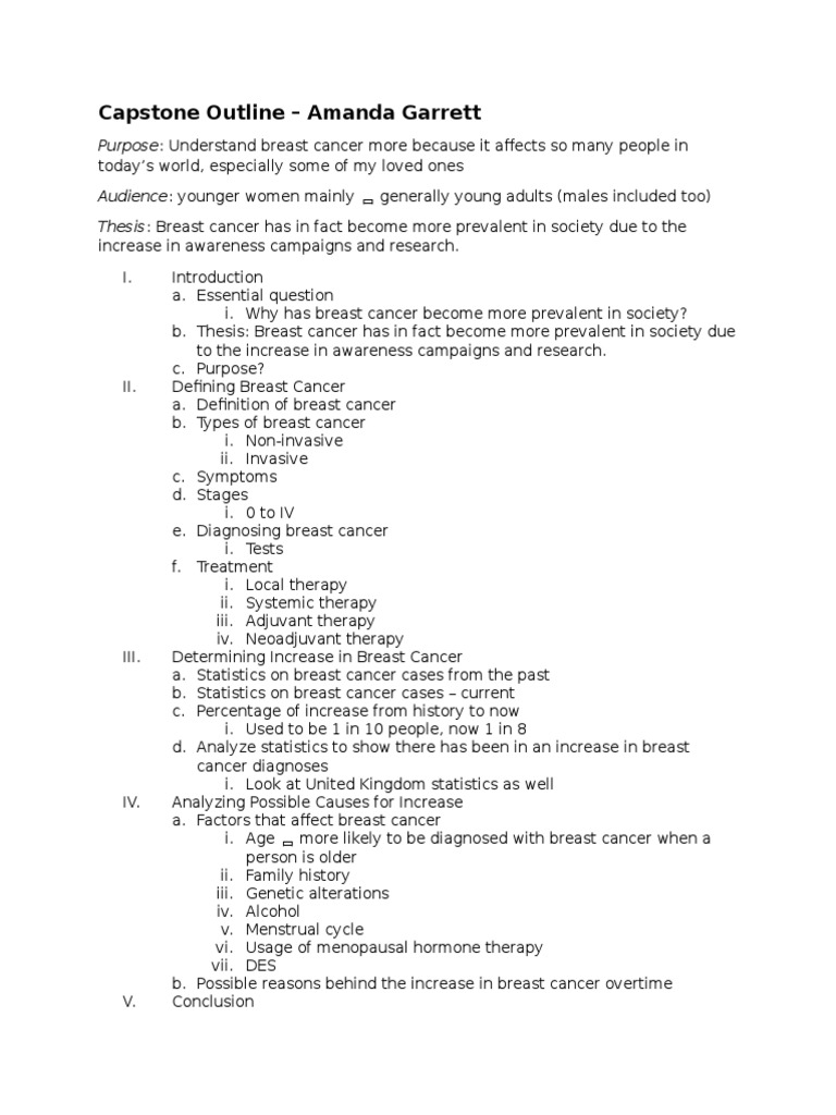 Capstone Outline PDF Breast Cancer Cancer