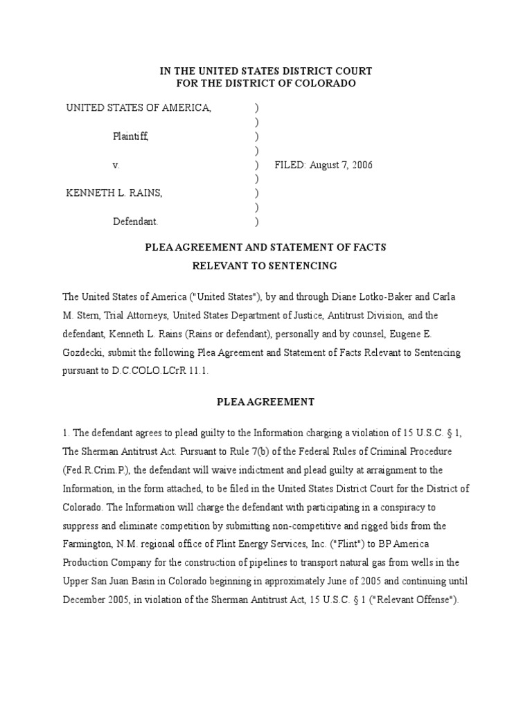 Colorado Plea Agreement Overview | PDF | United States Federal ...