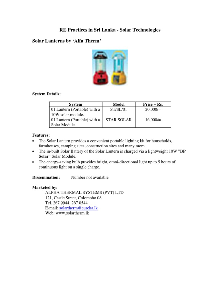 Solar Technologies in Sri Lanka | PDF | Photovoltaics | Water Heating