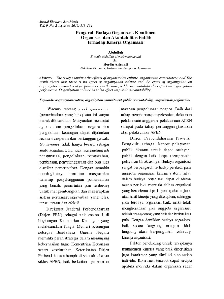 Pengaruh Budaya Organisasi, Komitmen PDF