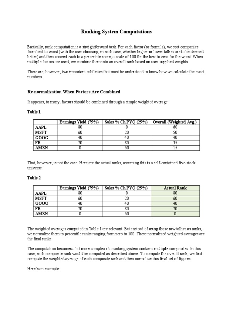 Ranking System Computation Guide | PDF | Percentile | Weighted ...