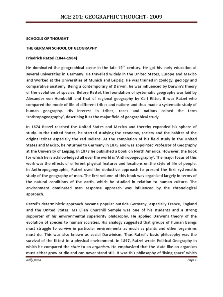 Schools of Thought Geography Geomorphology