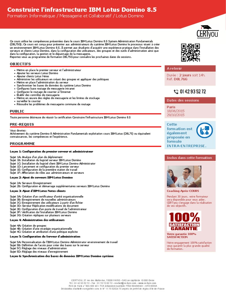 Formation IBM Lotus Domino 8.5 | PDF | Serveur (Informatique) | IBM Notes