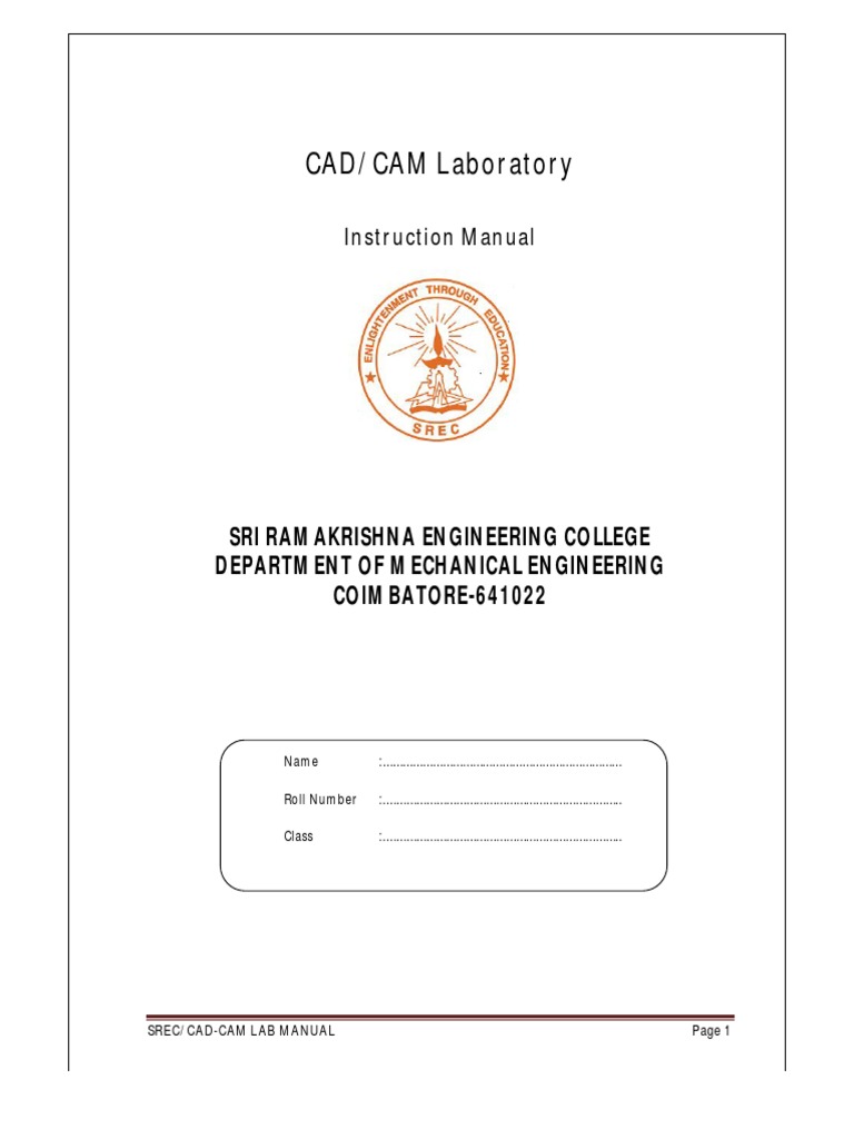 Cad-Cam Lab Manual (F) | PDF | Computer Aided Design | Numerical Control