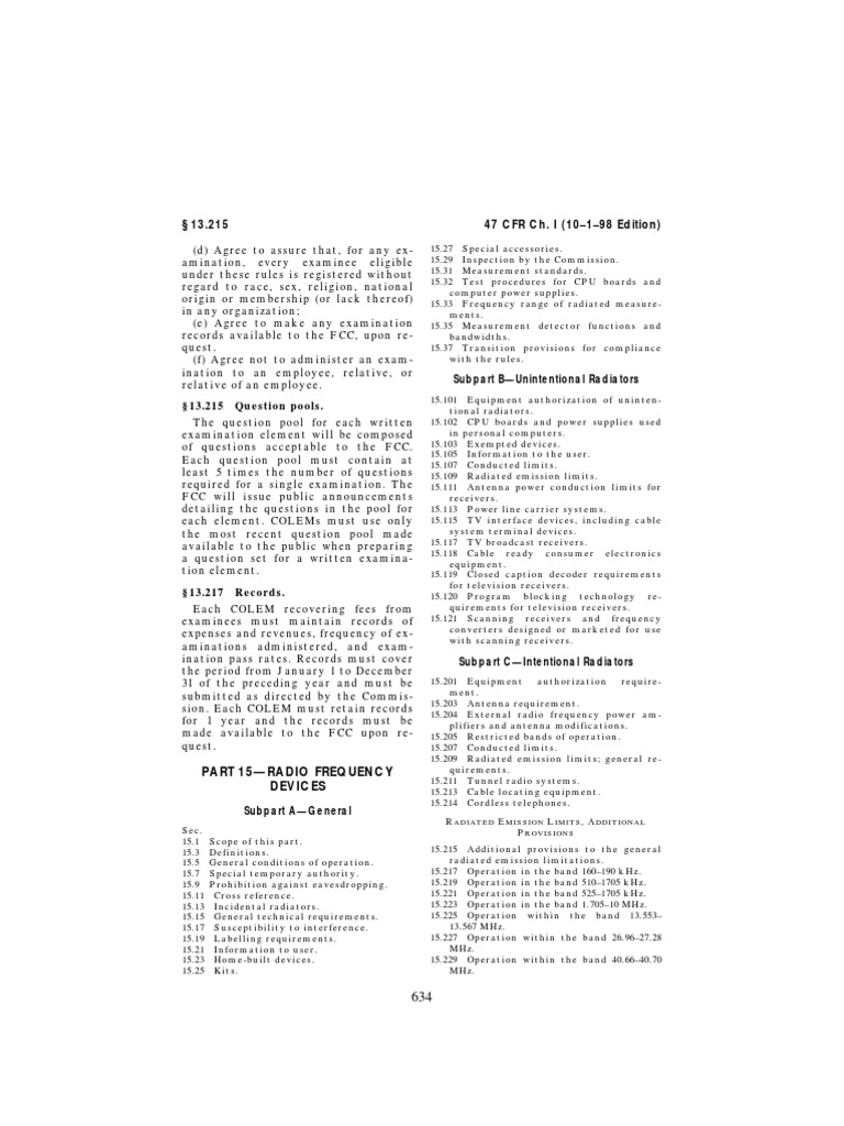 FCC Part 15 PDF Radio Spectrum Radio