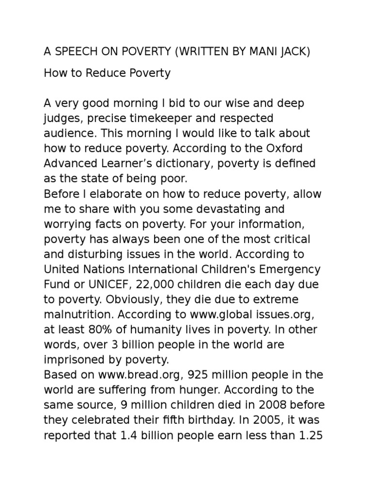 poverty is not a state of mind essay
