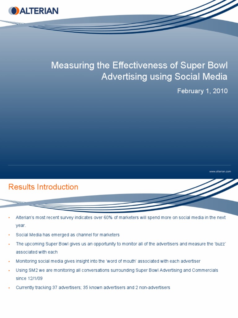Super Bowl Ad Effectiveness via Social Media | PDF | Advertising ...