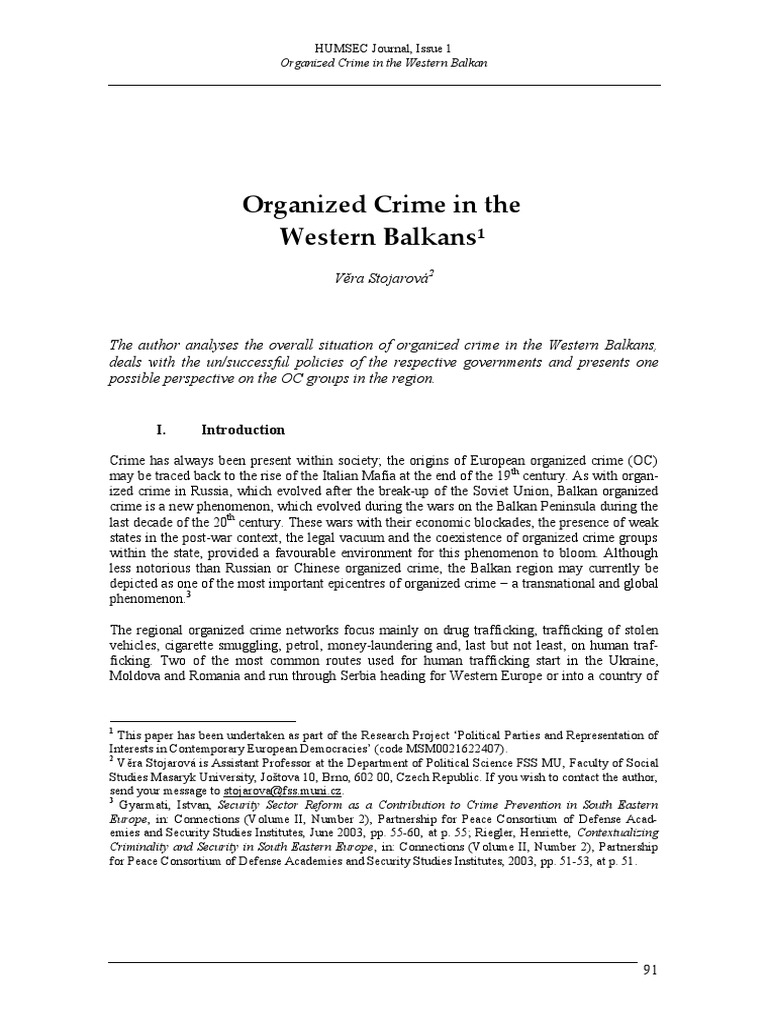 Organized Crime in the Western Balkans | PDF | Organized Crime | Bosnia ...