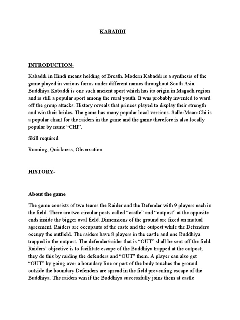Kabaddi par essay in english image