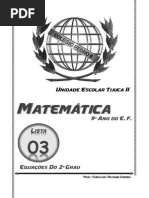 Equação Do 2º Grau - 9º Ano - Colégio Pedro II