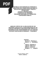 Análisis Crítico de la aplicación de los criterios lógicos de la epistemología