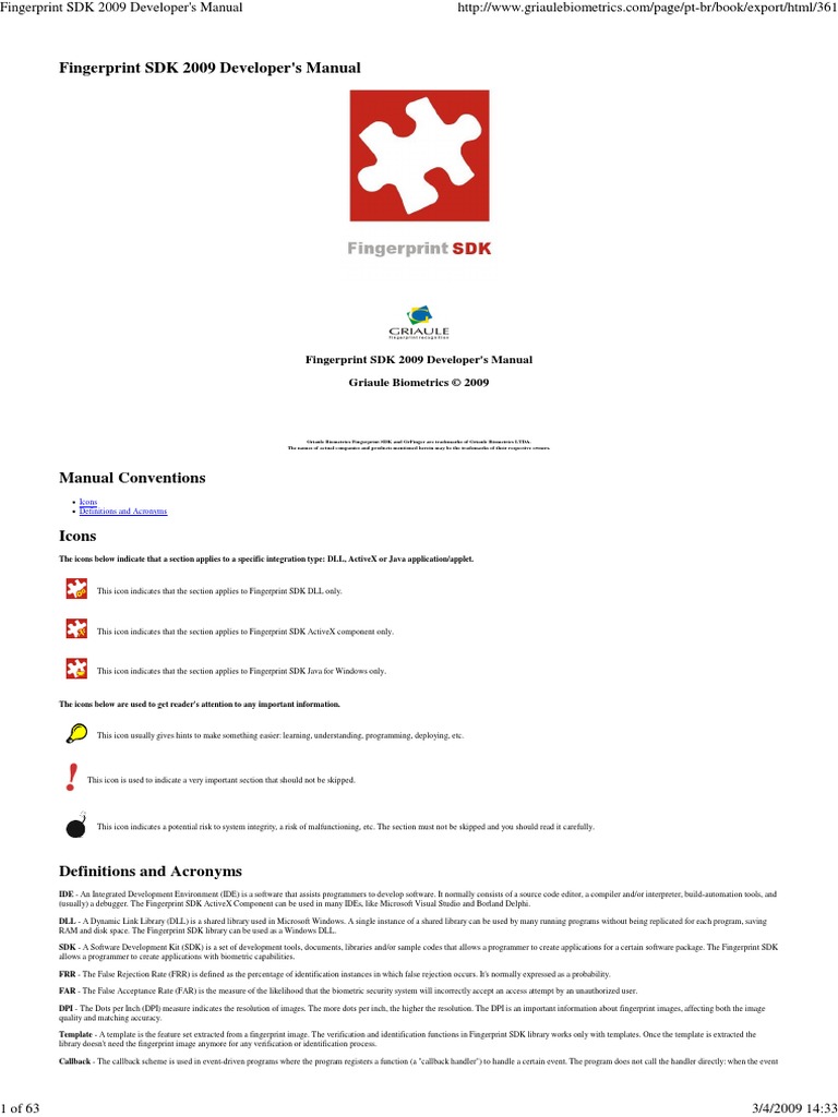 Fingerprint SDK 2009 PDF Component Object Model Microsoft Windows
