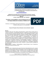 TERRITÓRIO, TERRITORIALIDADE E DESENVOLVIMENTO LOCAL