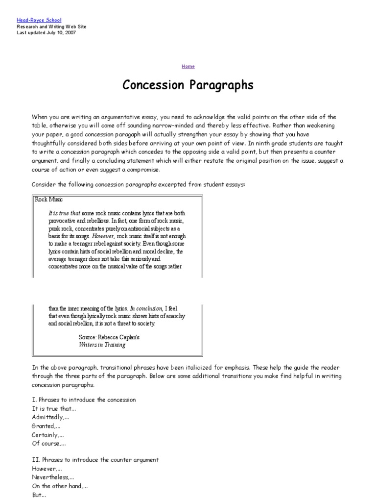 How to Write an Effective Concession Paragraph Examples and Transition