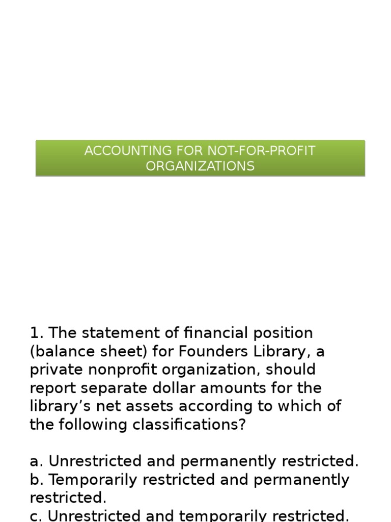 NPO rec Nonprofit Organization Financial Endowment