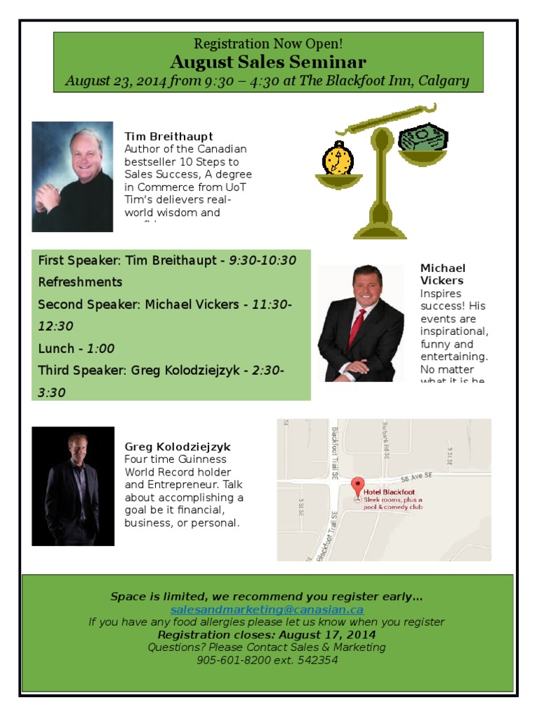 August Sales Seminar 2014 Details | PDF | Law