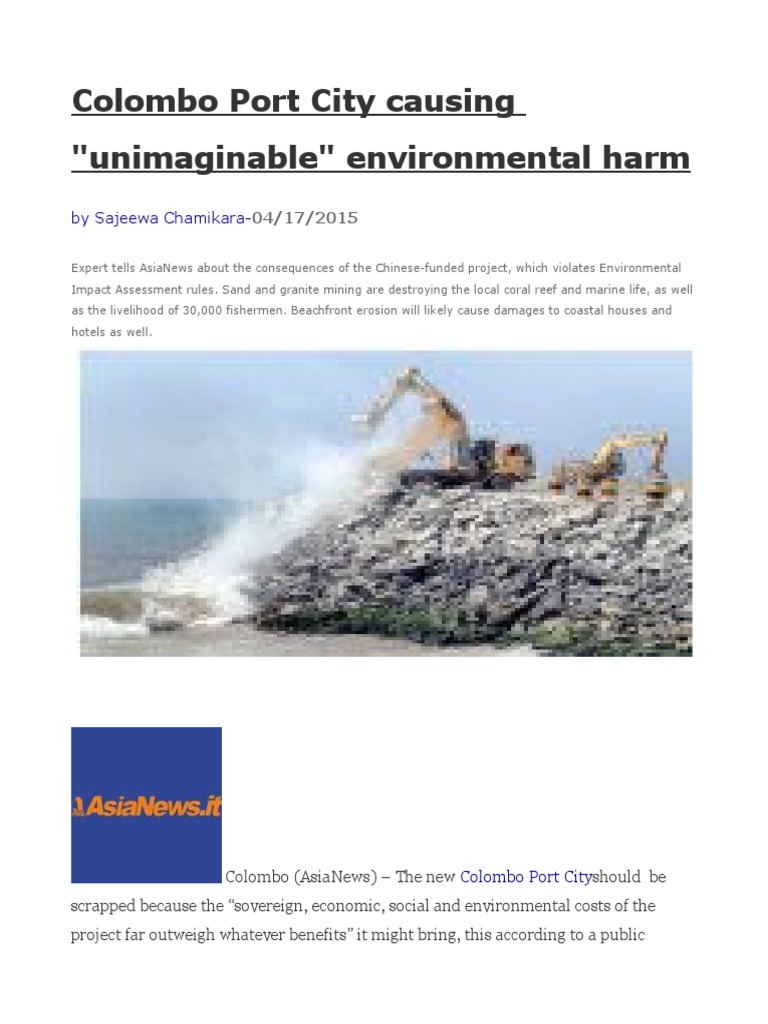 Colombo Port City Causing Unimaginable Environmental Harm | PDF ...