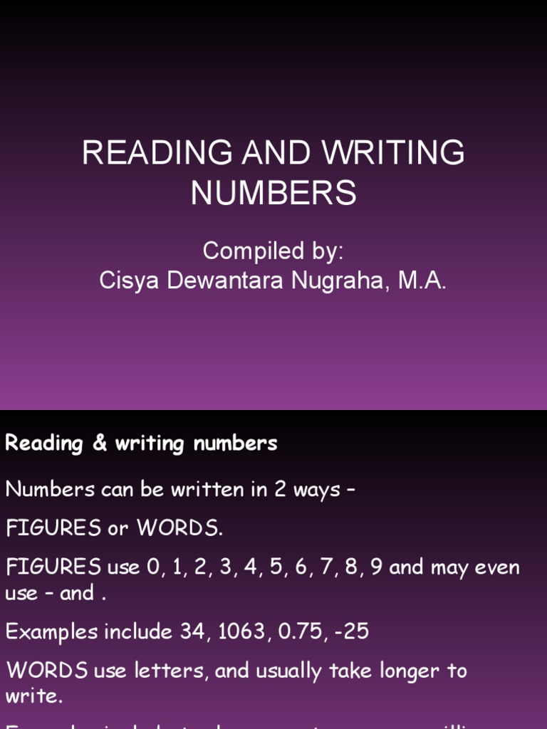 Reading and writing numbers pdf notation encodings
