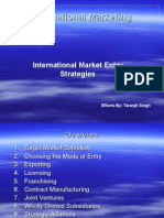 Intertnational Marketing Management - Foreign Market Entry Stratigies