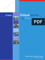 Critical Issues in Transportation: Congestion, Emergencies, Energy, Equity, Finance, Innovation, Infrastructure, Institutions, and Safety