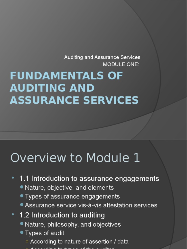 Auditing and Assurance Services Overview | PDF | Financial Audit | Audit