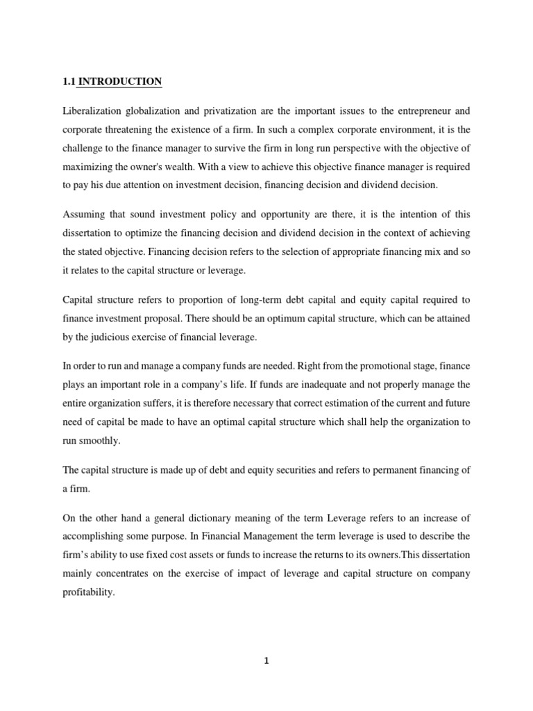 Thesis proposal capital structure picture