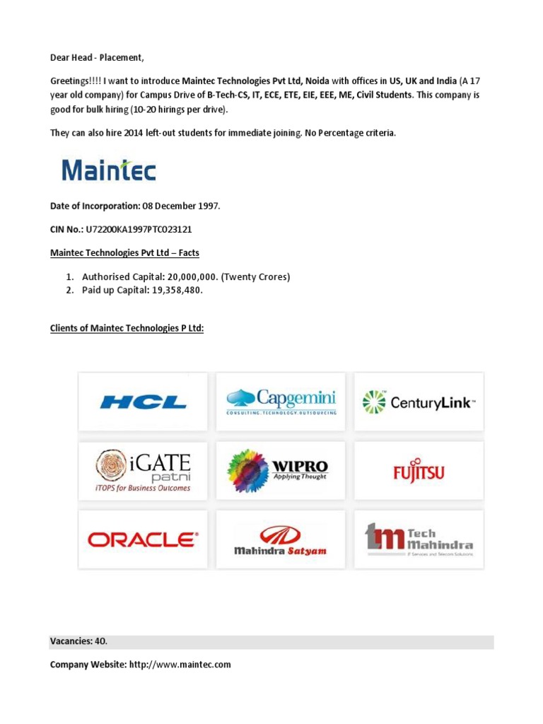 Maintec Technologies Campus Drive Details | PDF | Data Center | Ibm