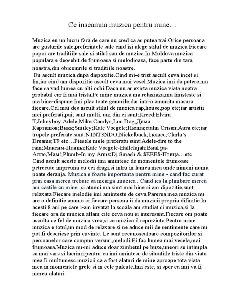 Ce Inseamna Muzica Pentru Mine Pdf