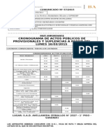 Cronograma de Actos Públicos de Provisionales y Suplencias a Partir Del Lunes 16