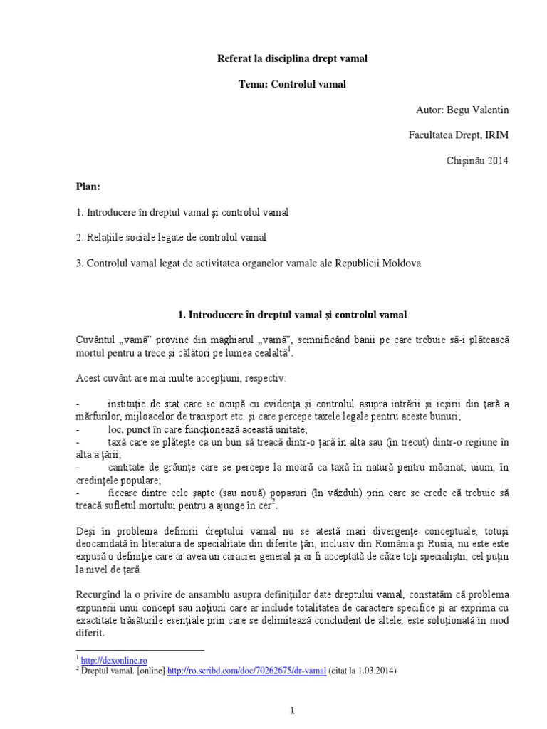 Referat Controlul Vamal | PDF