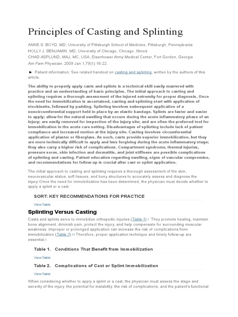 Casting and Splinting Principles Explained | PDF | Plaster | Casting ...