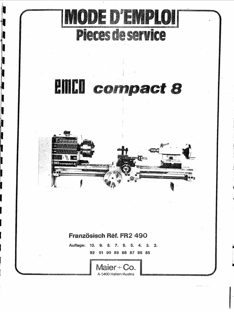 Emco Compact 8 Manuel | PDF