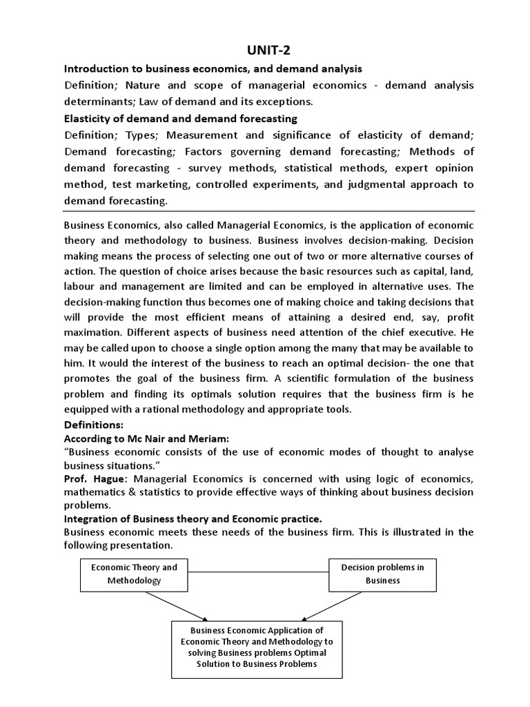 UNIT-2-Introduction To BE & Demand Analysis | PDF | Price Elasticity Of ...